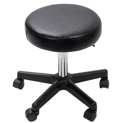 Black Adjustable Rolling Cushion Tattoo Massage Hydraulic Salon Stool with Wheels
