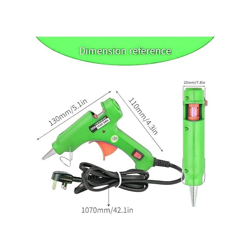 20W Trigger Hot Melt Glue Gun Electric Trigger Adhesive Hobby Craft Tool UK Plug Hot Glue Gun UK Plug Mini Heats Up Glue Gun for Crafts, Hobby, Home Repairs, Fabric, Wood, Glass, Card, ON-Off Switch for DIY Arts