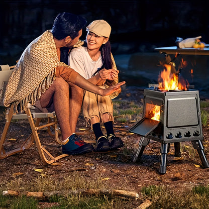 Camping Wood Stove, Portable Wood Burning Stove, Backpacking Folding Camp Tent Heat Mini Outdoor Stove for Cooking Heating Picnic Hiking BBQ Travel RV