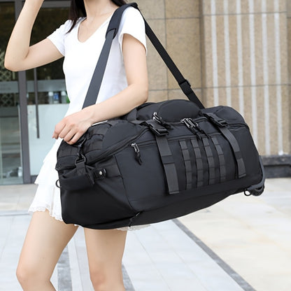 Extra Large Wheeled Travel Duffel & Luggage Organizer - Luxury Outdoor Rolling Backpack, 80L Multi-Pocket Layered Storage, Ideal for Hiking & Camping, with Two-Way Zippers and Secure Buckles