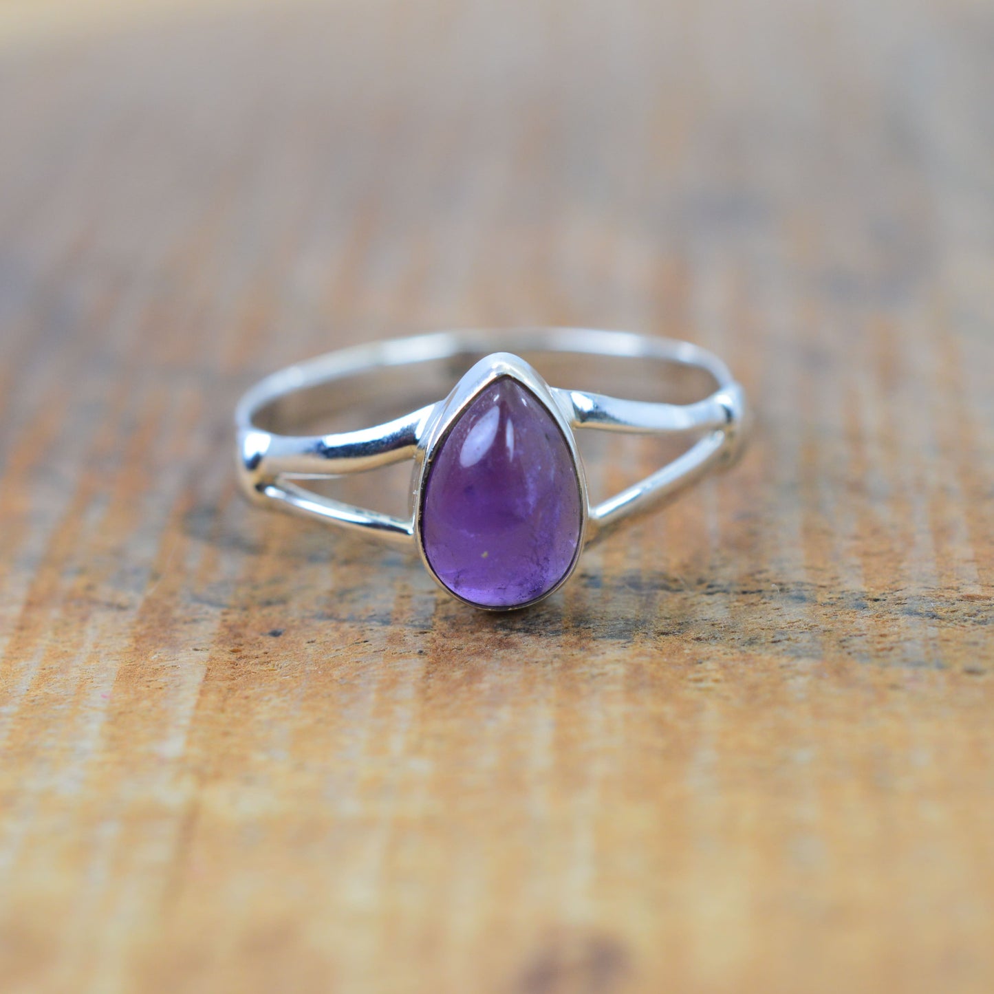 925 Sterling Silver Pear Gemstone Ring in Onyx, Larimar and More, Minimal Daily Wear Jewelry for Women