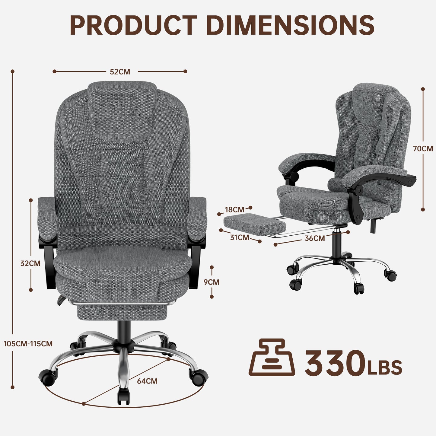 GartistGo Executive Office Chair with Footrest High Back Desk Chair Ergonomic Recliner Computer Chair Gaming Chair with Tilt Function Heavy Duty for Home Office Working