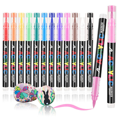 Acrylic Brush Markers Set | 24, 36 & 48 Colours | Fast-Drying Fade-Resistant Paint Pens for Canvas, Rock Painting, Wood & Card Making | Ergonomic Triangular Barrel Art Markers