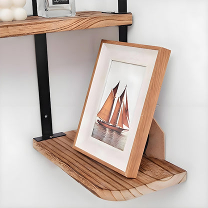 Rustic 3-Tier Corner Shelf Wall Mounted Wooden Floating Storage Rack for Bedroom Living Room Bathroom Kitchen Office Antique Display with Durable Metal Brackets