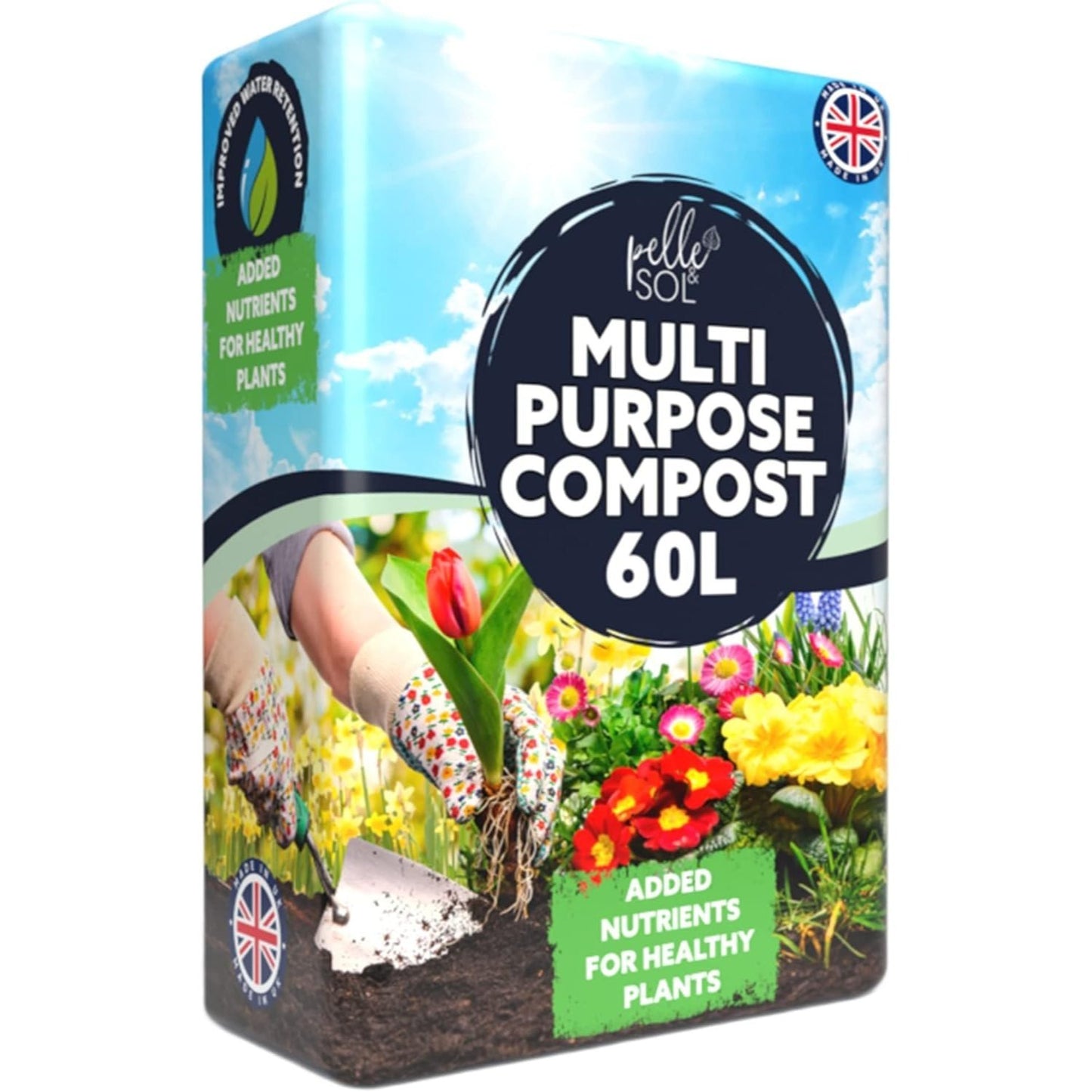 Pelle & Sol 10/20/40/50/60Ltr Multi Purpose Compost - Compost for Outdoor Plants & Soil for Plants Indoors - Potting Soil for Pots Plants Outdoor - All Purpose Nutrient Rich Fertiliser, Houseplant Potting Mix