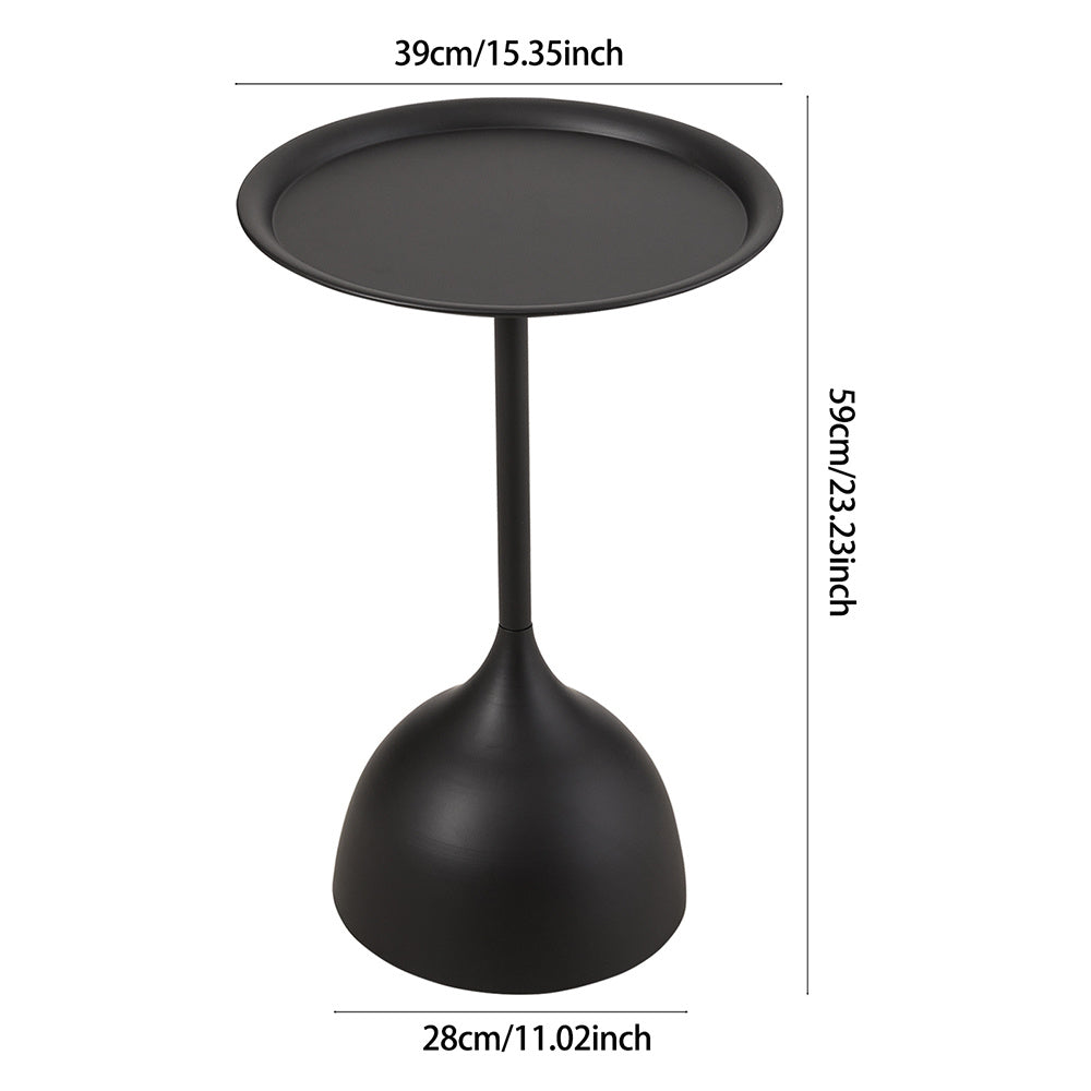 Dia.39cm Metal Round Coffee Table Outdoor Garden Table for Garden Terrace Balcony Living Room Black