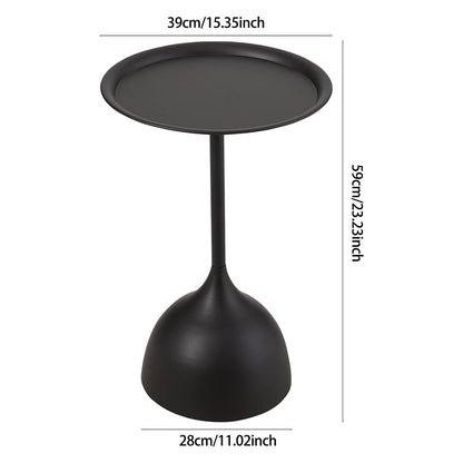 Dia.39cm Metal Round Coffee Table Outdoor Garden Table for Garden Terrace Balcony Living Room Black