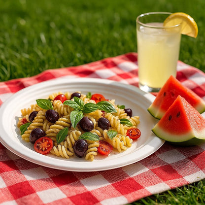 Strong Disposable Paper Plates 9" Bagasse Heavy-Duty Disposable Plates for PartiesMicrowave-Safe Party Plates,Dinner Plates for Hot & Cold Food Restaurants Takeaway Dessert Snack Tableware