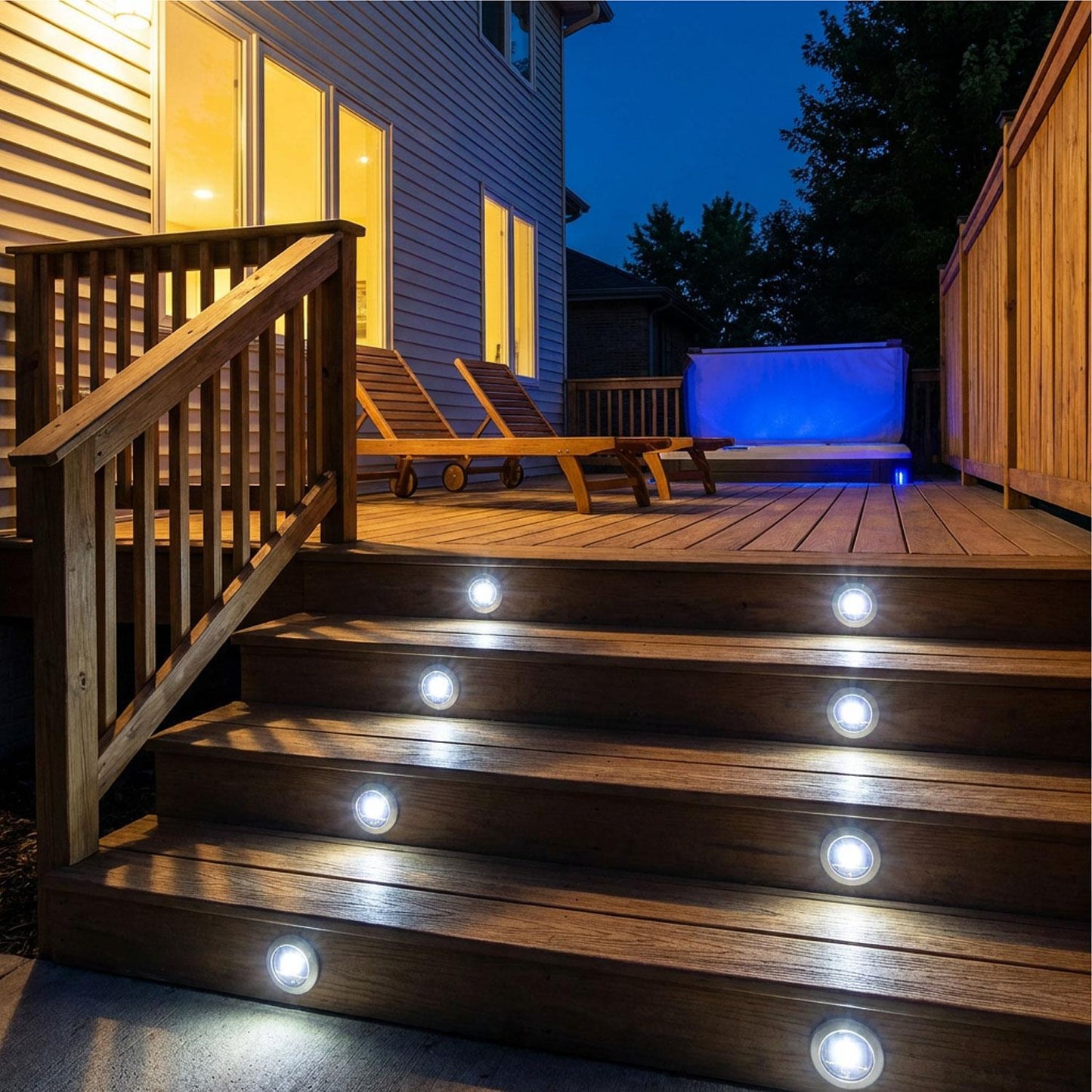 Taylor & Brown 8 Pack Solar Decking Lights Outdoor Garden Stainless Steel Solar Powered Ground Disk Lights Lamp Bright White Deck Landscape Pathway Lighting, Solar Outdoor Lights