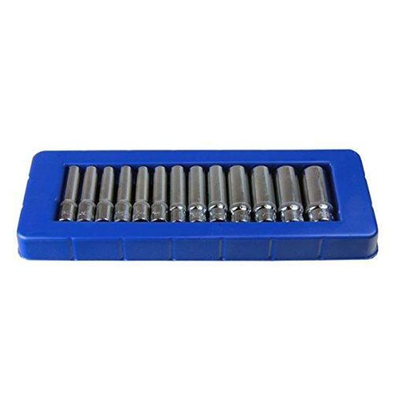 US PRO 13PC 1/4'' DR DEEP SOCKETS 4-14MM Single Hex 6 point Sizes: 4, 4.5, 5, 5.5, 6, 7, 8, 9, 10, 11, 12, 13, 14mm