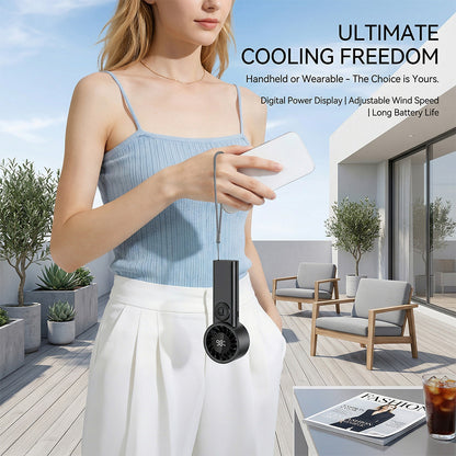 3600mAh Portable Handheld Fan, High Speed Turbo Cooling Pocket Fan, Rechargeable Personal Mini Fan, Up to 30Hrs Working Time, Lightweight Fan for Travel Outdoor Indoor, Black