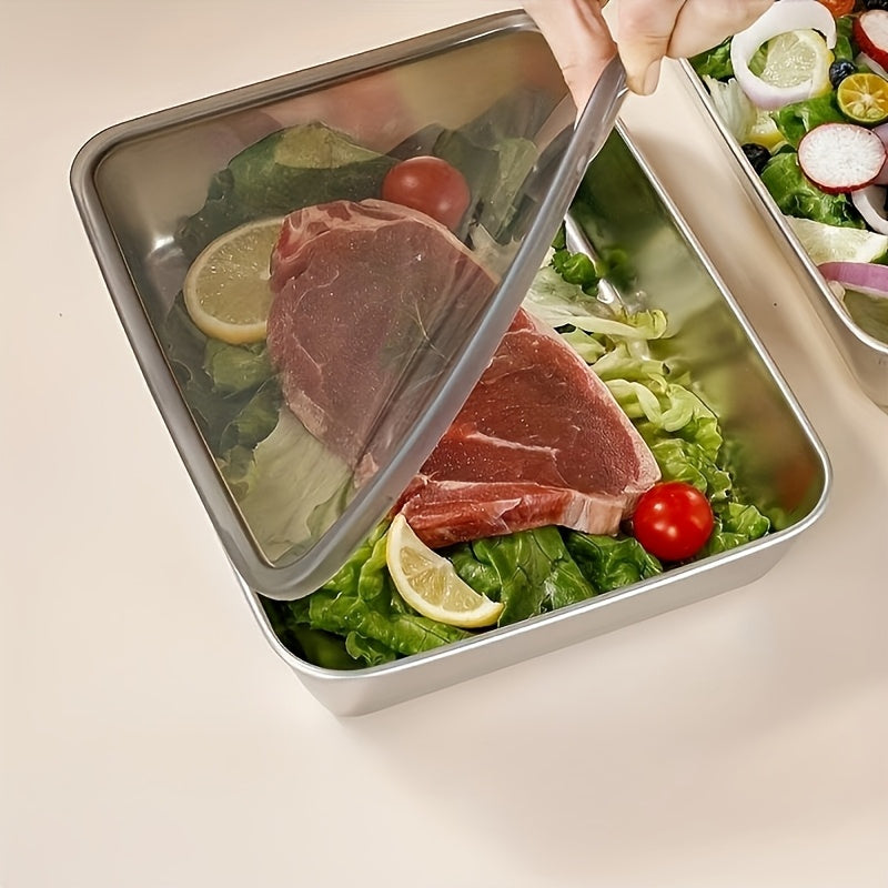 Stainless Steel Food Storage Containers 6pcs Set - Airtight Lunch Boxes, Microwave Safe, Stackable Kitchen Organization Containers for Fridge/Freezer