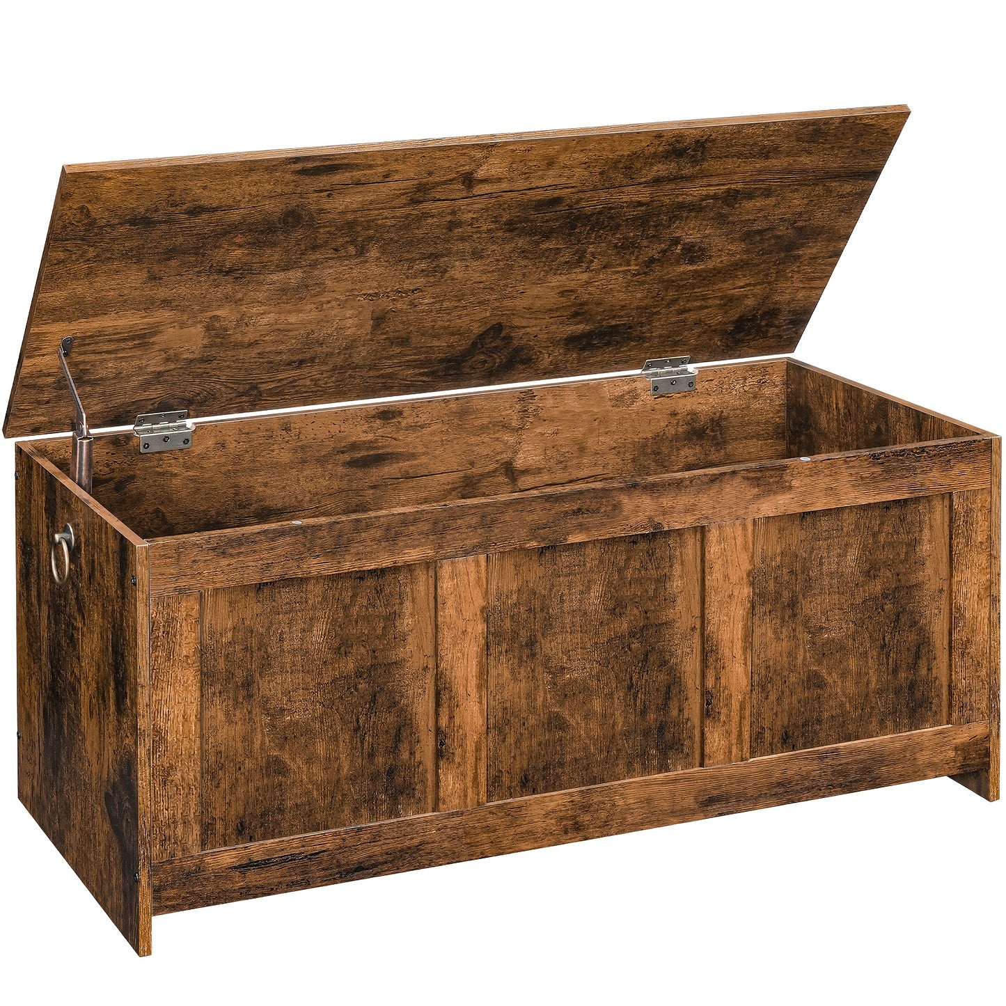 Storage Chest, Storage Bench, Blanket Box with Safety Hinges | Rustic Style, 100 cm, Multipurpose Use for Hallway, Bedroom, Living Room, Rustic Brown, Engineered Wood