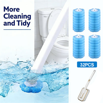 Toilet Brush Set, Toilet Brush and Holder with 32 Brush Heads, for Bathtub, Sink, Bathroom, Bathroom Glass Door, Outdoor Tools, Fish Tank, Pet Supplies