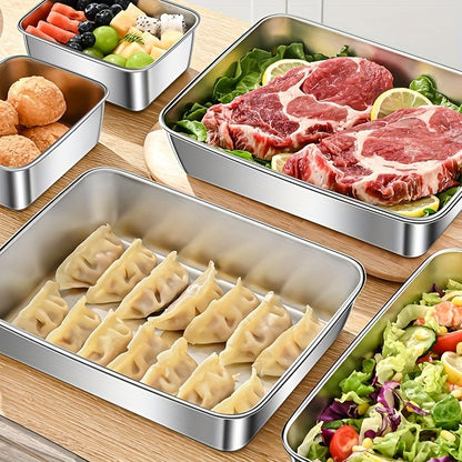 6/3pcs Stainless Steel Food Storage Containers Leak-Proof, Stackable, Space-Saving - Heavy-Duty Stainless Steel Construction, Airtight Lid for Freshness - Ideal for Meal Prep, Fruits, Meats, Veggies, Leftovers, Fridge, Freezer, Pantry