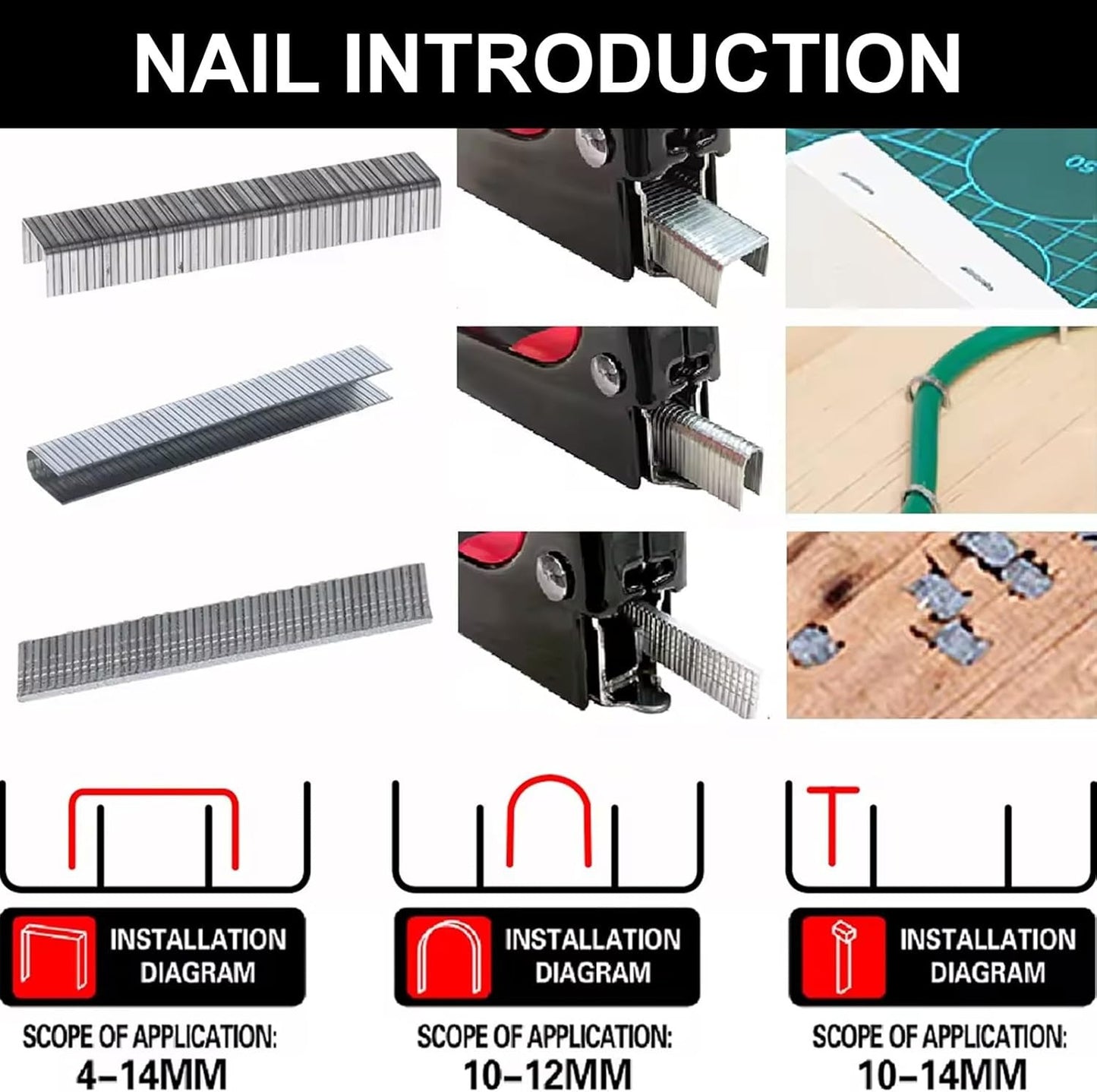 1pc Four-In-One Heavy-Duty Nailing Machine, Stapler, Shooting Nailer, Manual Nailer, Nailer, Which Can Be Used to Install T-Nails, U-Nails, I-Nails, And N-Nails, Suitable for Home Decoration Furniture Woodworking Etc