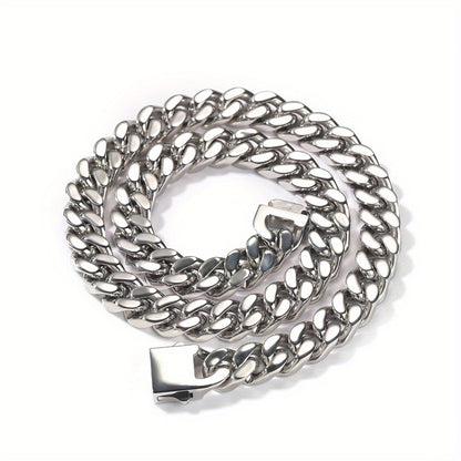 Hip Hop Non-Fading Glossy Stainless Steel Necklace Four Sides Grinding 8.10.12Mm Cuban Chain European And American Rap Men'S Accessory Necklace