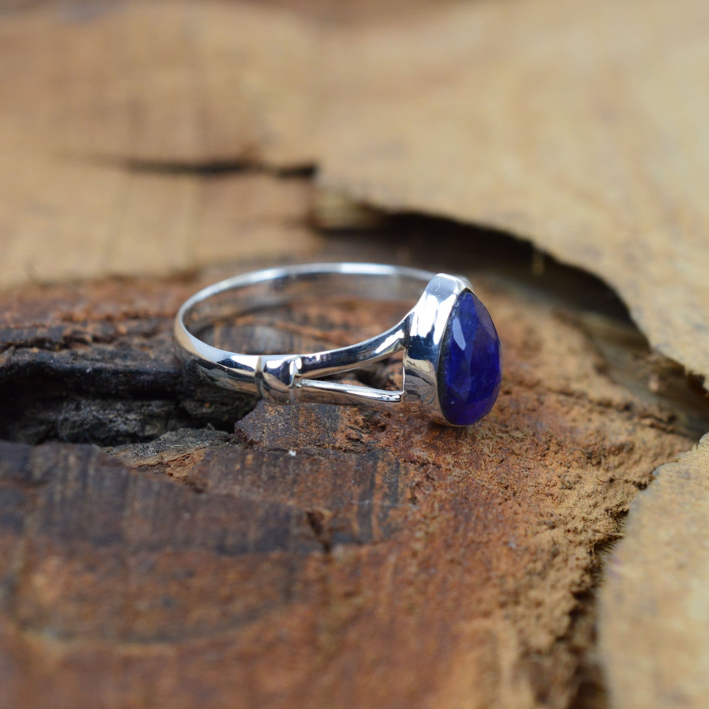 925 Sterling Silver Pear Gemstone Ring in Onyx, Larimar and More, Minimal Daily Wear Jewelry for Women