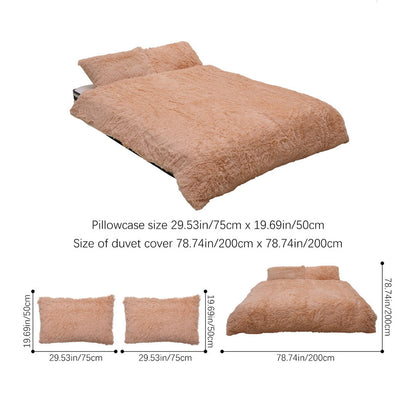 Water Mink Plush Super Soft and Thicken Autumn and Winter Bedding Set, Plush Comfortable Warm Duvet Cover Pillowcases Three-piece Set, Available in Various Colors, Down Duvet Cover, Zipper Closure Design, Single/Double/King/Super King