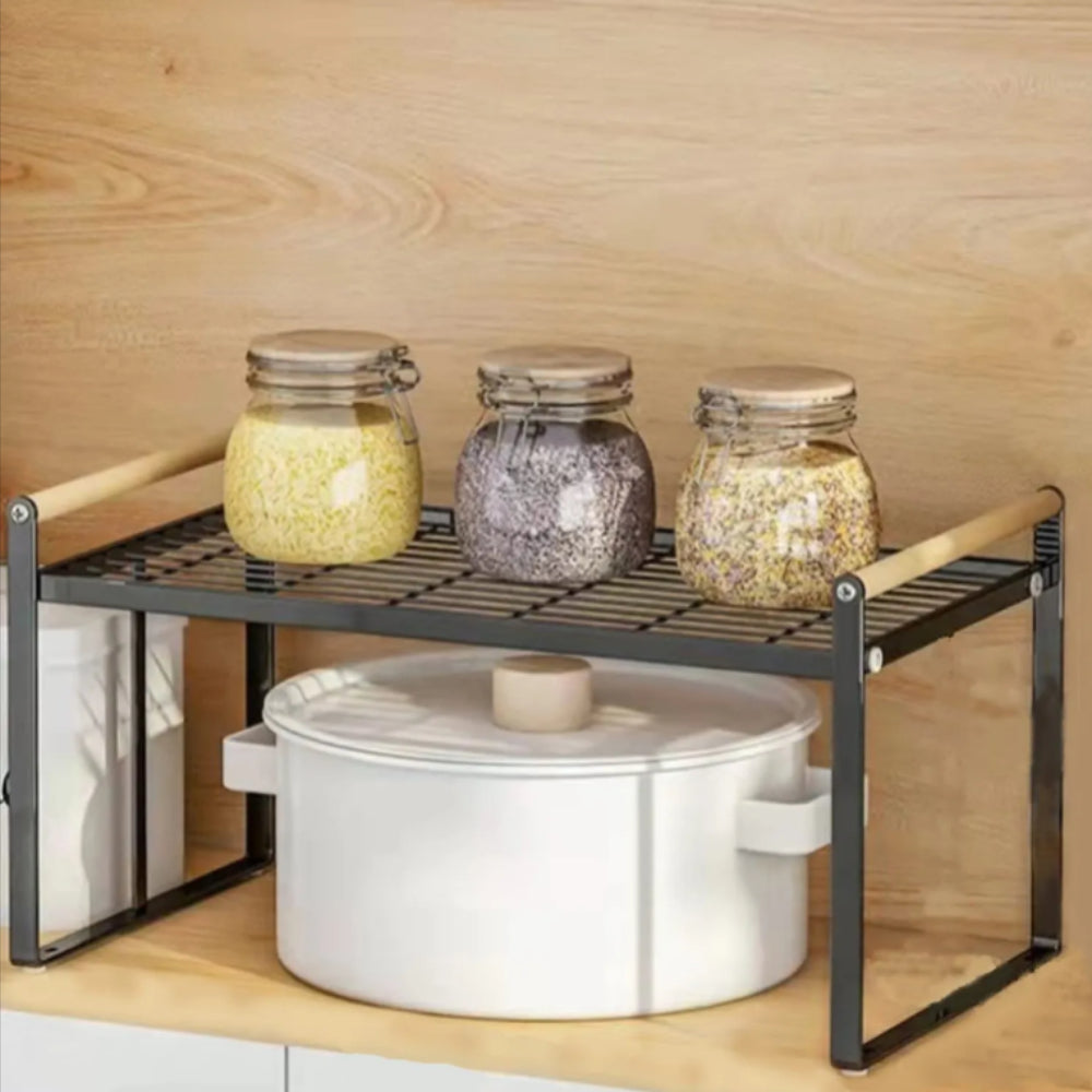 Metal Wire Countertop Shelf Organiser – Stackable Cupboard Spice Rack, Space-Saving Storage for Kitchen, Pantry & Bathroom, Rust-Proof, Small or Large