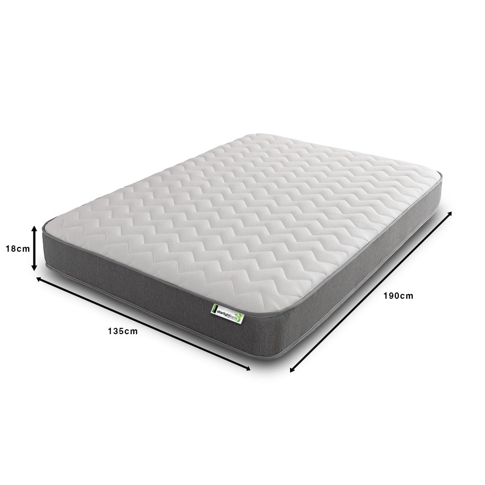 Hybrid Memory Foam Open Coil Spring Mattress 18CM Starlight Beds Zig Zag Cool-Touch Single Double King All Sizes Grey Border