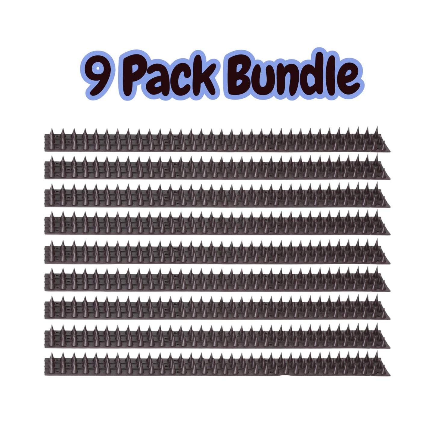 9-Pack Heavy-Duty Bird & Cat Spikes - Outdoor Anti-Climb Fence spikes, Easy Installation No Tools Needed, Weatherproof for Balcony, Patio, Garden, Rooftop - Non-Toxic Animal Deterrent, Patio Security, Durable Strip, Reliable Protection, Pest Control, Prop