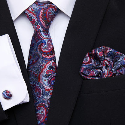 Men Men Black Paisley Tie Wedding Gift Box Tie Pocket Squares Set Necktie Box Suit Additions Fit Wedding