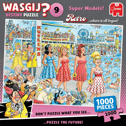 Wasgij Retro Destiny 9, Super Models - Unique 1000pcss Jigsaw Puzzle for Adults - Colourful, Puzzling, Challenging & Brainteasing Adult Jigsaws - 100% Recycled Cardboard 1000pcss Puzzles - Jumbo