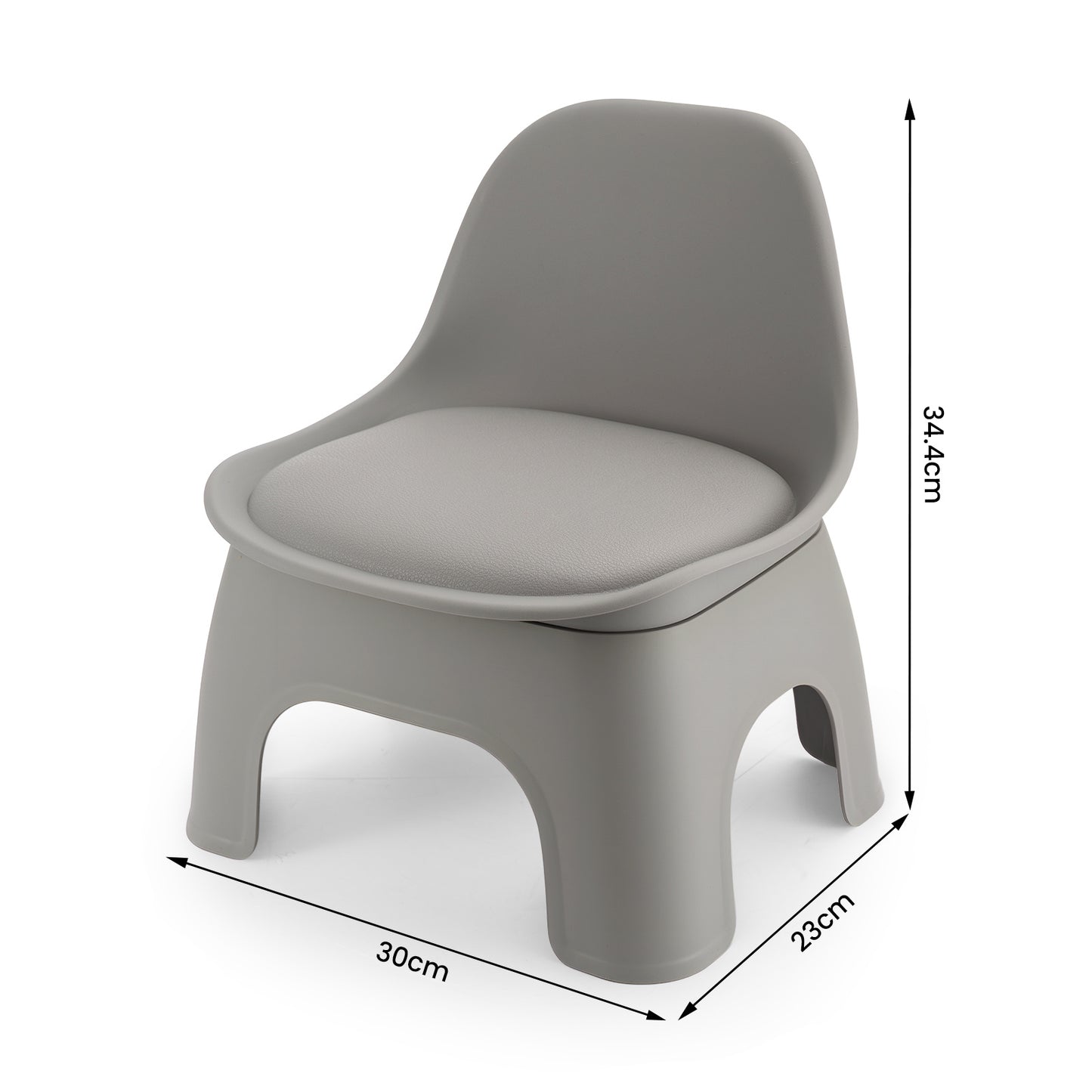 Thickened Plastic Round Stool with Backrest, Portable Low Stool, Modern Minimalist Design, Space-Saving, Suitable for Small Apartments And Balconies, Usable Indoors And Outdoors, Available in Gray, Green, And Orange