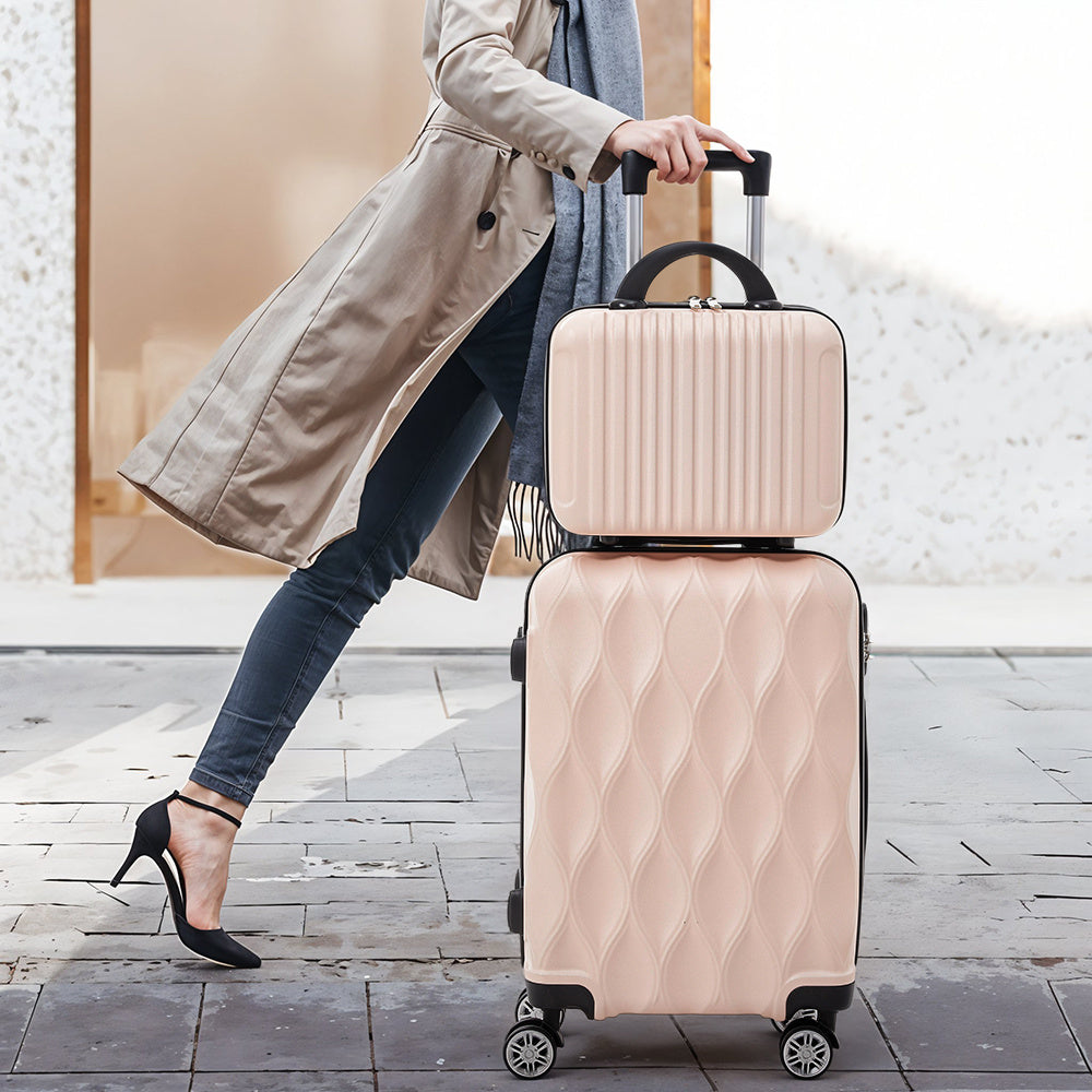 Luggage Sets of 2 Piece, Suitcase Set, Cabin Suitcase with Wheels, Hand Luggage Suitcase and Toiletry Bag with Beauty Case, 20''+14'' Inch