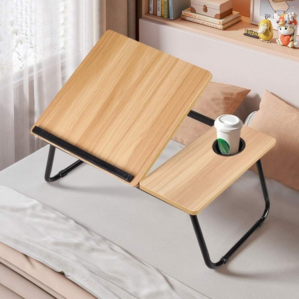 Foldable Laptop Desk Bed Tray with Adjustable Tilting Board – Portable Sofa Bed Table, Breakfast Tray, Writing & Reading Desk for Home Office