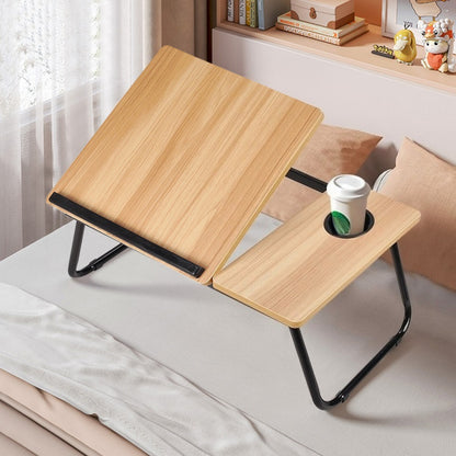 Foldable Laptop Desk Bed Tray with Adjustable Tilting Board – Portable Sofa Bed Table, Breakfast Tray, Writing & Reading Desk for Home Office