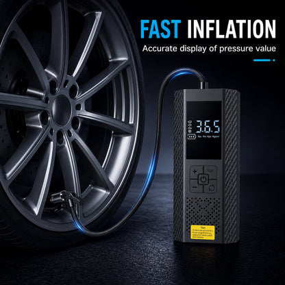 [Portable USB Rechargeable] 150PSI Portable Air Compressor with Tire Pressure Gauge & LED Display - 3X Faster One-Touch Smart Cordless Tire Inflator, USB-Powered, Rechargeable Battery, Battery capacity: 3000 mAh