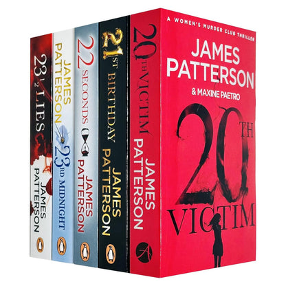 English Language Women'S Murder Club Series by James Patterson 5 Books Collection Set (20th Victim, 21st Birthday, 22 Seconds, 23rd Midnight, 23 1/2 Lies)