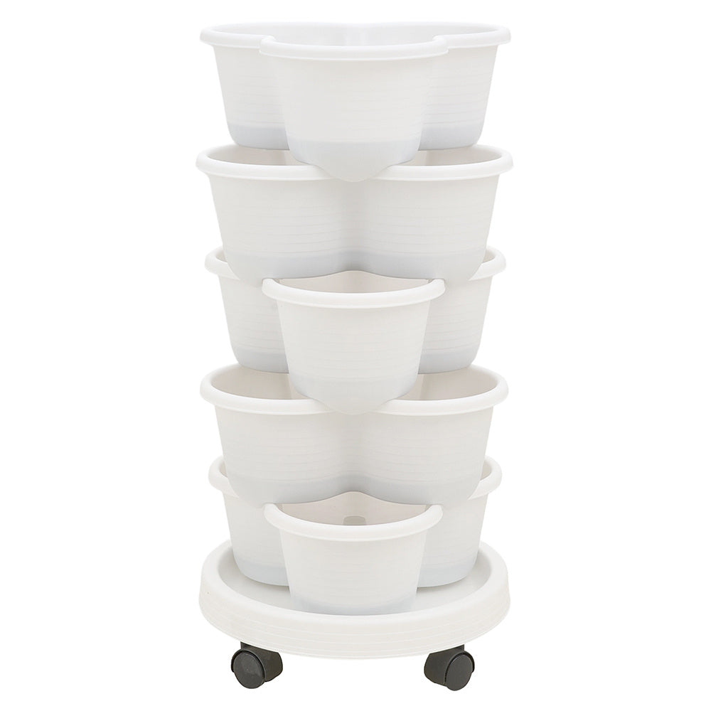 The three-dimensional three-petal flowerpot, strawberry pot, can be multi-layered for vegetable and fruit planting. It is made of pp plastic with five layers, black/ white/ green, and measures 31.5*31.5**13.5cm