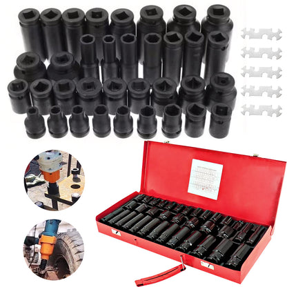 Heavy Duty 40pcs Car Truck Deep Impact 8-32mm 1/2 Inch Black Finish Heavy Duty Socket Set For Auto Repair Cool Gadgets