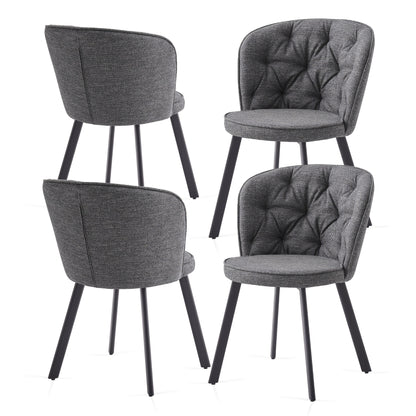 [Modern Fabric Dining Chairs] Set of 2/4 Modern Fabric Dining Chairs | Upholstered High Back with Padded Seat, Sturdy Black Tube Legs - Comfy Kitchen Chairs for Dining Room, Lounge, or Bedroom