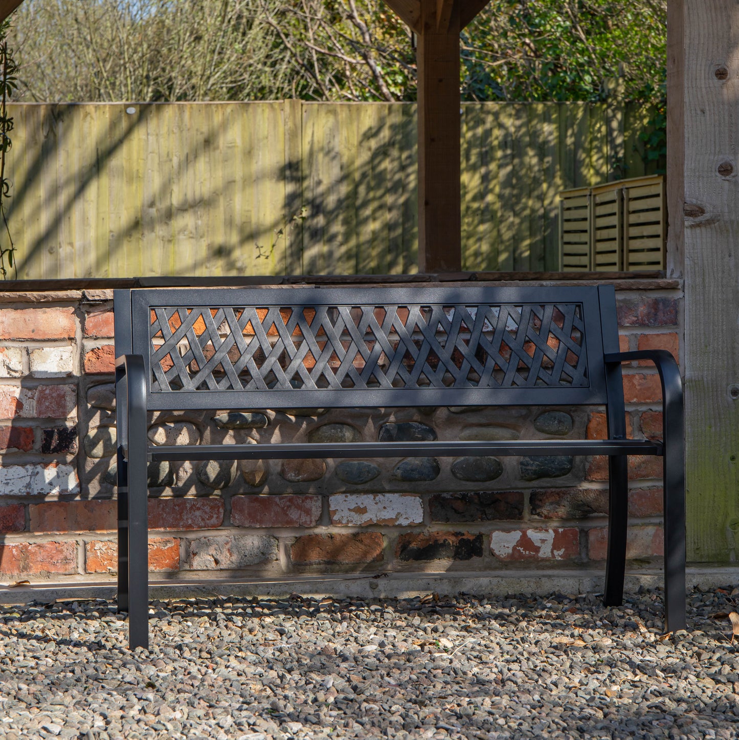 Keswick 2 Seater Outdoor Modern Lattice Design Metal Garden Patio Bench