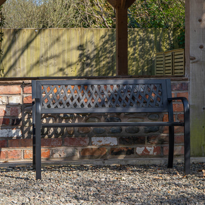 Keswick 2 Seater Outdoor Modern Lattice Design Metal Garden Patio Bench