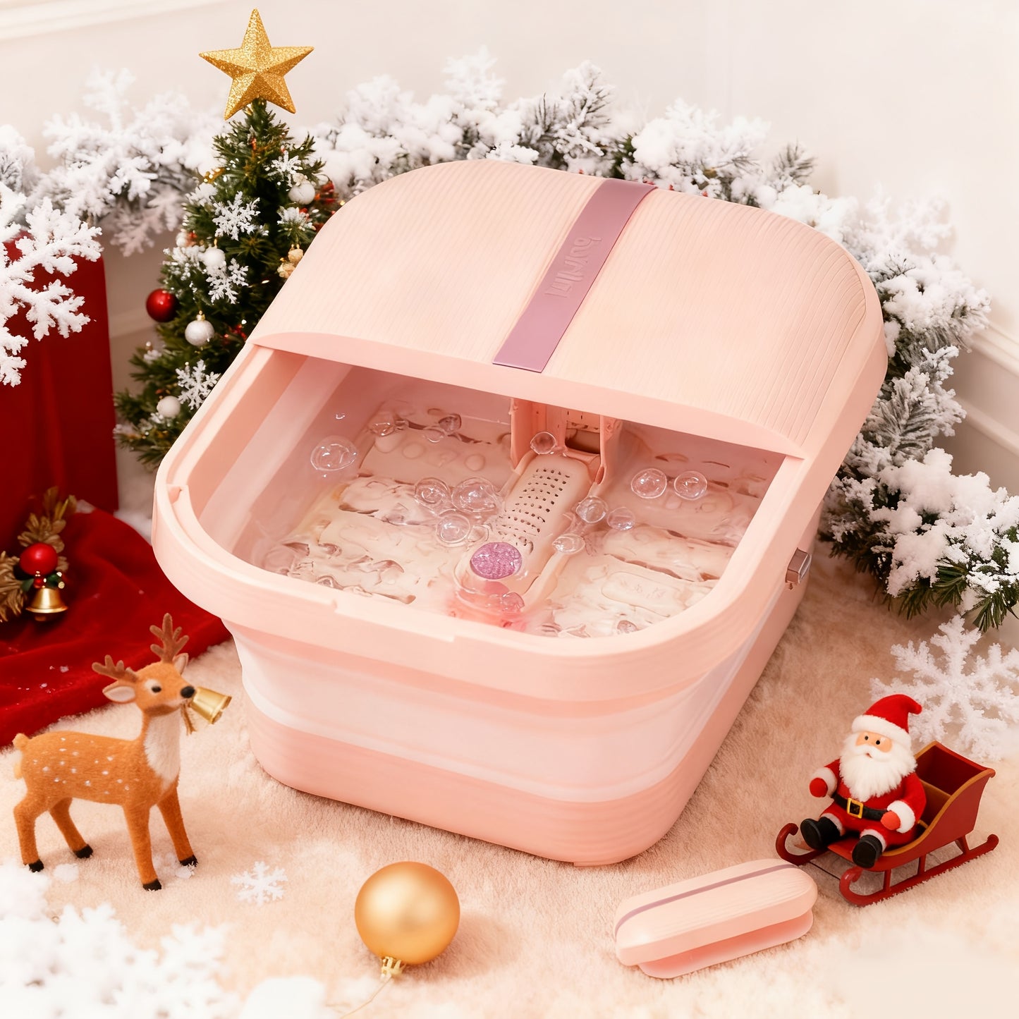 Foldable Foot Massager with Heat, Temperature Control And Bubbles, Foot Spa with Touch Screen, 6 Rollers And Pumice Stones, Foot Soak,, The Perfect Gift Choice for Family And Friends