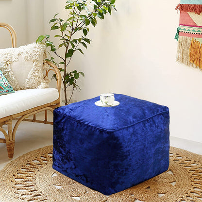 Fully Filled Velvet Bean Bag Footstool – Cube Pouffe Seat, 40×40×30cm, Soft Crush Velvet, Square Shape, Ideal as Foot Rest or Extra Seating