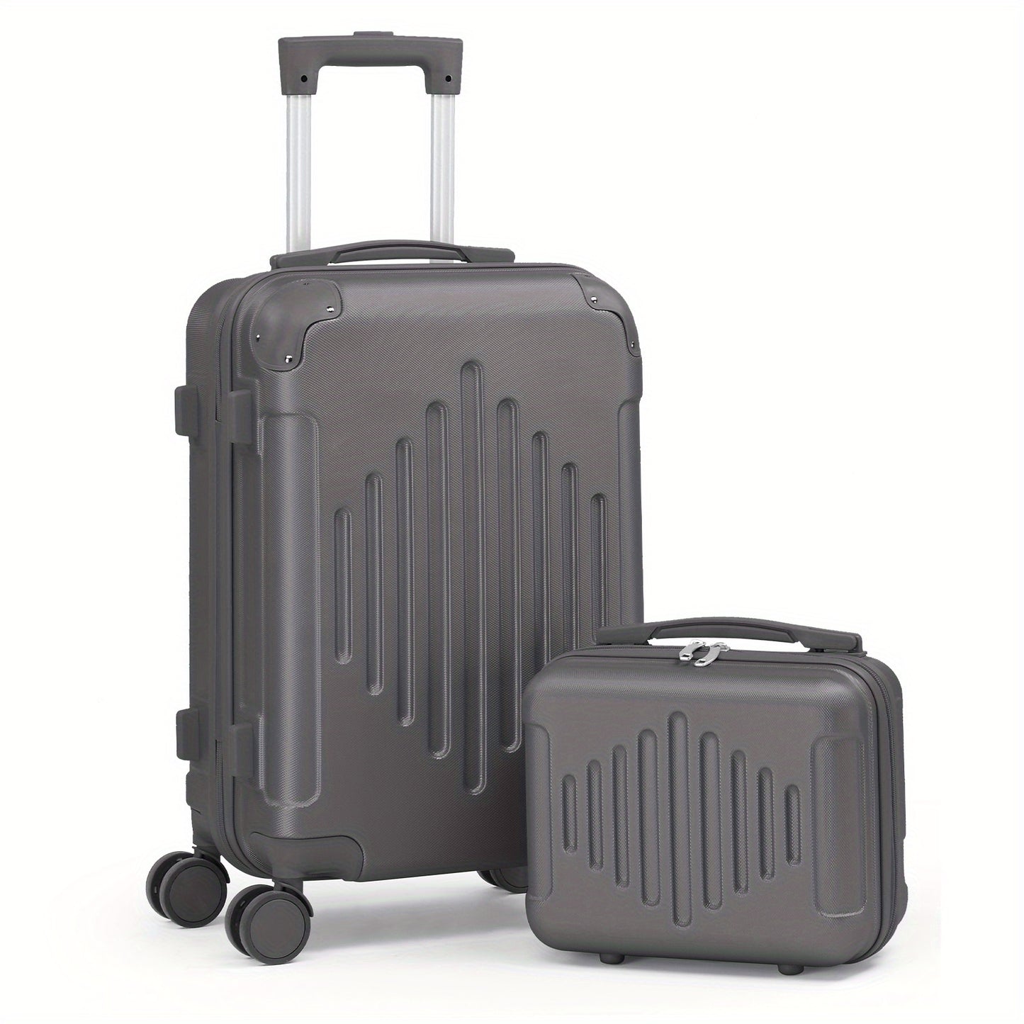 Set of 2 Luggage Pieces (20" And 12") for Travel, Featuring Lightweight, Portable Hard-Shell Suitcases with Spinner Wheels, Available in Rose Golden, Black, And Dark Gray