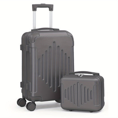 Set of 2 Luggage Pieces (20" And 12") for Travel, Featuring Lightweight, Portable Hard-Shell Suitcases with Spinner Wheels, Available in Rose Golden, Black, And Dark Gray