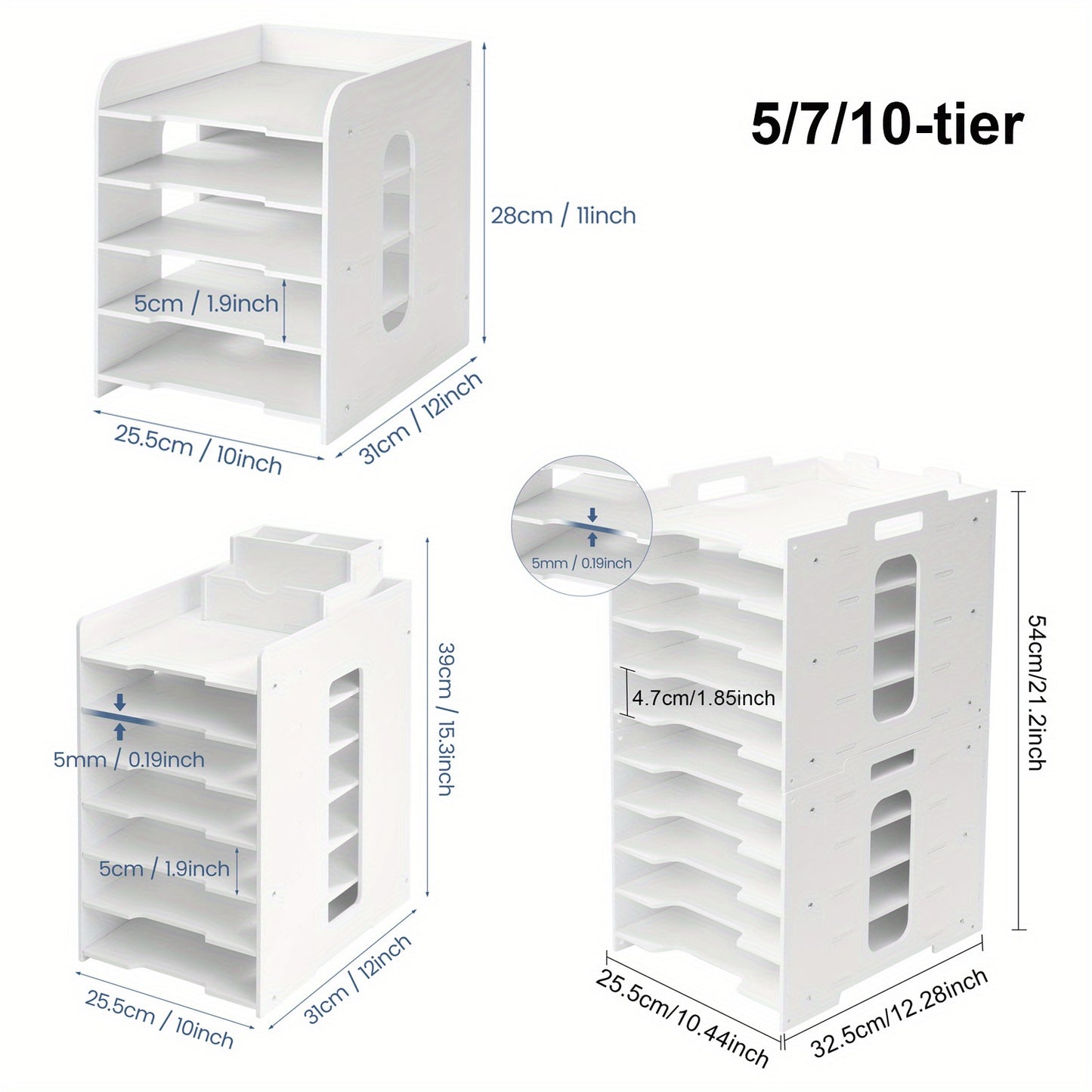Desktop 5-Tier / 7-Tier / 10-Tier File Organizer — Designed Specifically for Storing A4 Documents; an Ideal Choice for Use at Home, in The Office, Or on Campus