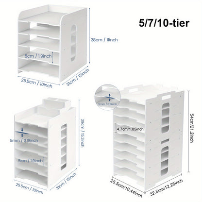 Desktop 5-Tier / 7-Tier / 10-Tier File Organizer — Designed Specifically for Storing A4 Documents; an Ideal Choice for Use at Home, in The Office, Or on Campus