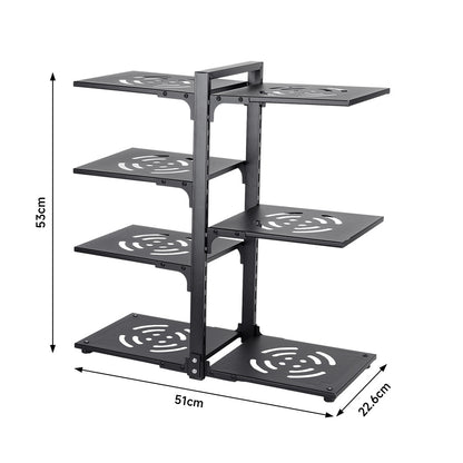 Large capacity independent pot rack cookware rack, baking utensil tray, flat cookware and utensil storage rack, fruit and vegetable rack, space saving floor standing sink shelf, black double-sided 3-layer+4-layer pot rack, high-quality materials - sturdy