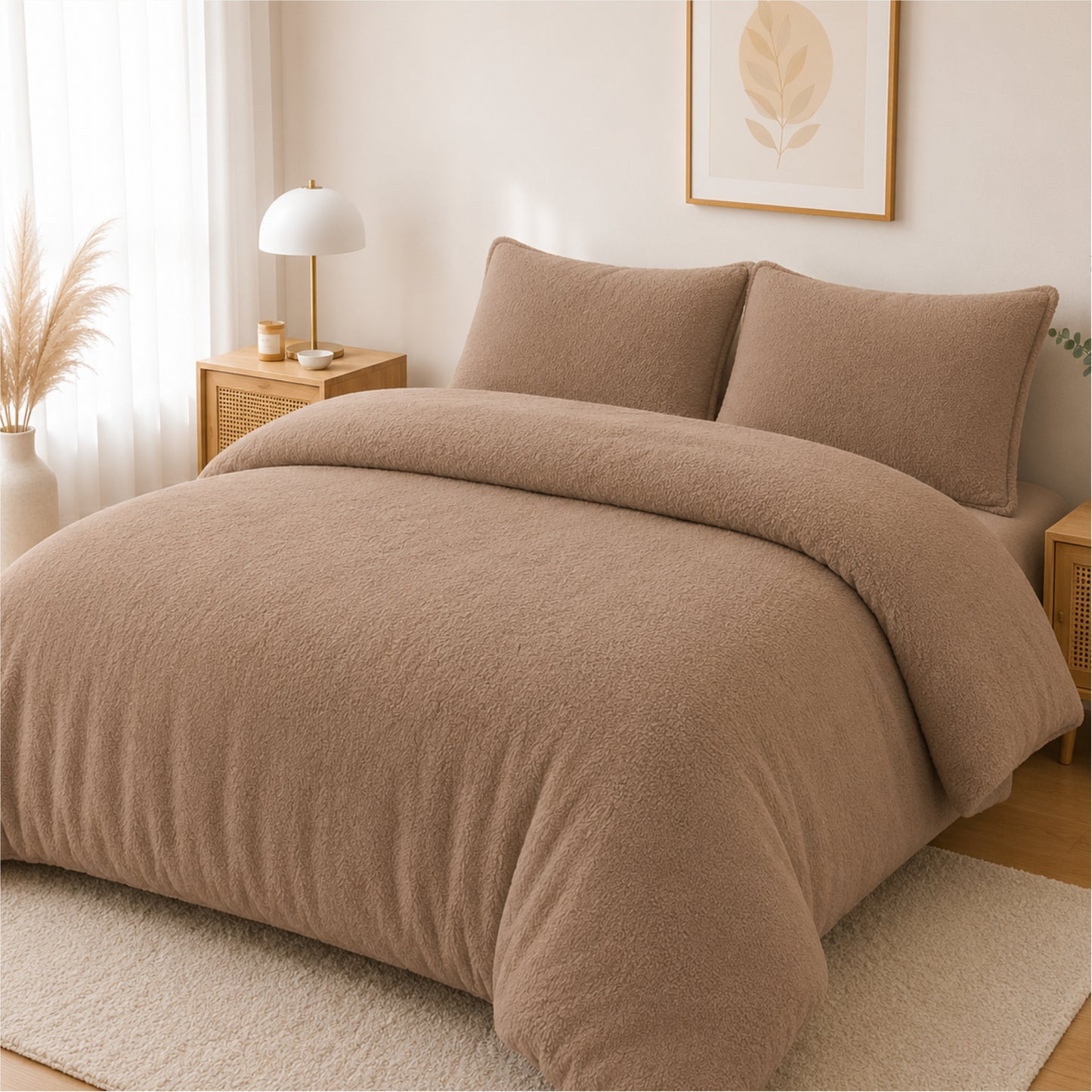 Duvet Cover Teddy Bear Fleece with Pillowcases in Single Double King Super King