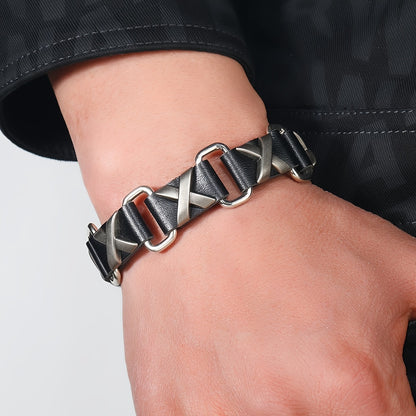 Gothic Punk Style Rivet Bracelet Set - 4pcs PU Leather Bracelet Set, Minimalist and Trendy Fashion Accessories