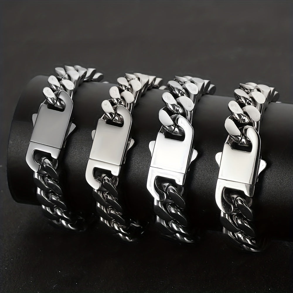 Hip Hop Non-Fading Glossy Stainless Steel Necklace Four Sides Grinding 8.10.12Mm Cuban Chain European And American Rap Men'S Accessory Necklace