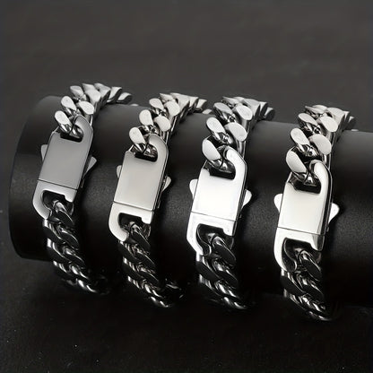 Hip Hop Non-Fading Glossy Stainless Steel Necklace Four Sides Grinding 8.10.12Mm Cuban Chain European And American Rap Men'S Accessory Necklace